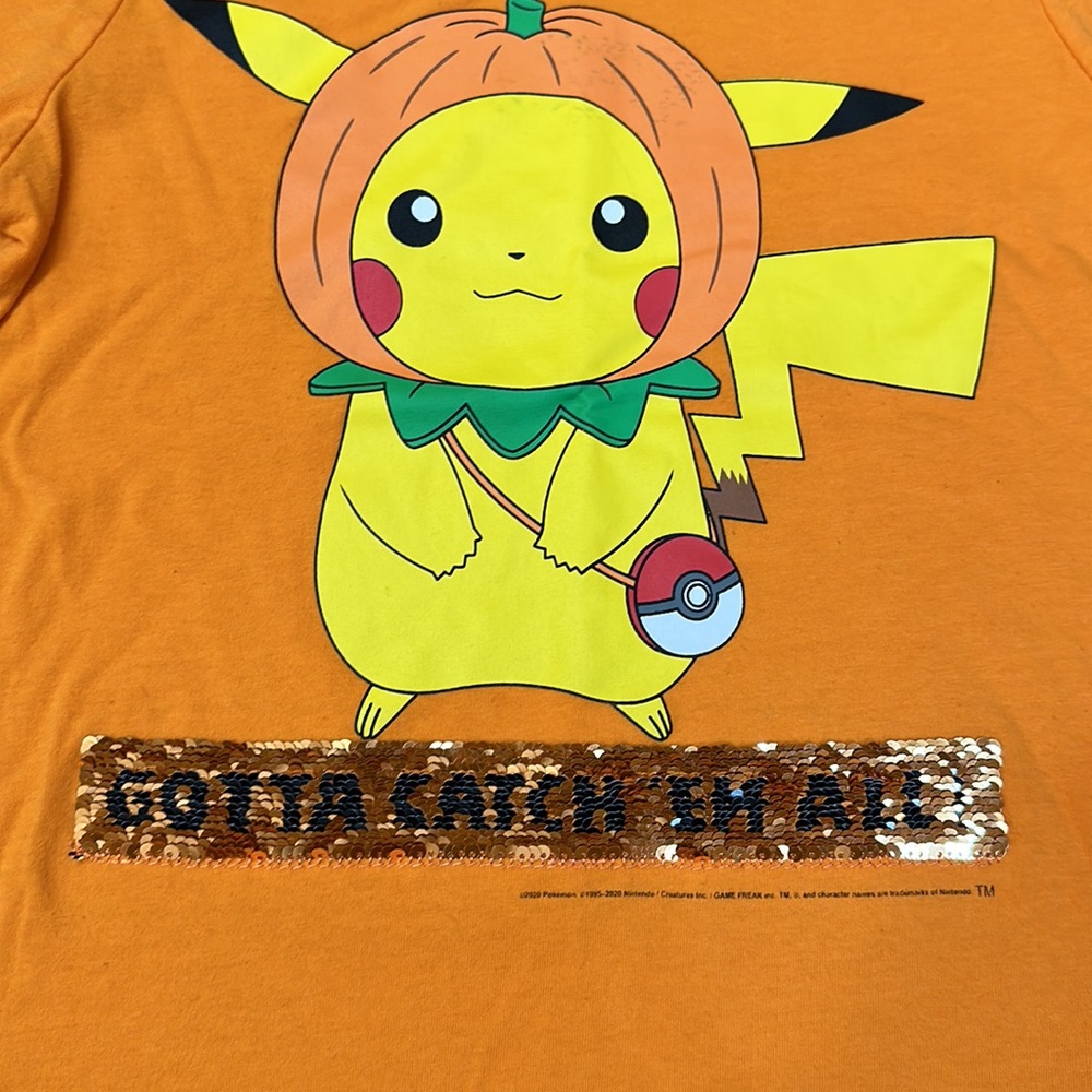 Pokemon Pikachu Sequin Pumpkin Tee 🎃⚡️🎃 - Picture 4 of 7
